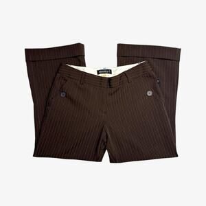 Brown pinstripe low mid rise cropped Y2K office trousers slacks pants